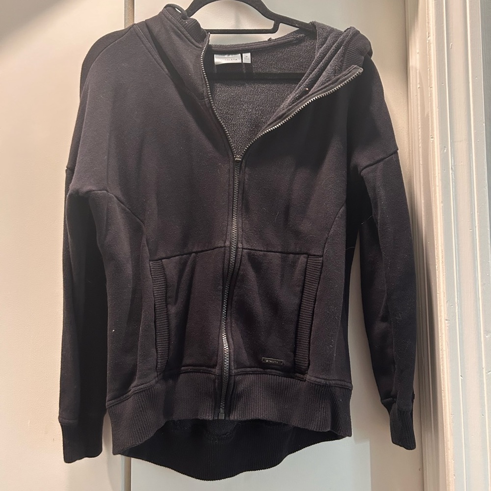 Black Athleta Zip Down Hoodie Sweatshirt